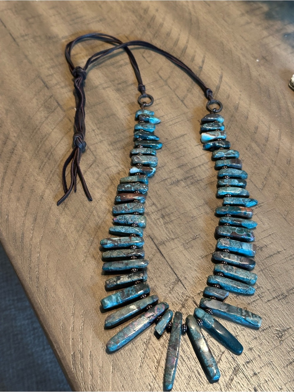 Handcrafted Blue Stone Spike Necklace - Turquoise Accent